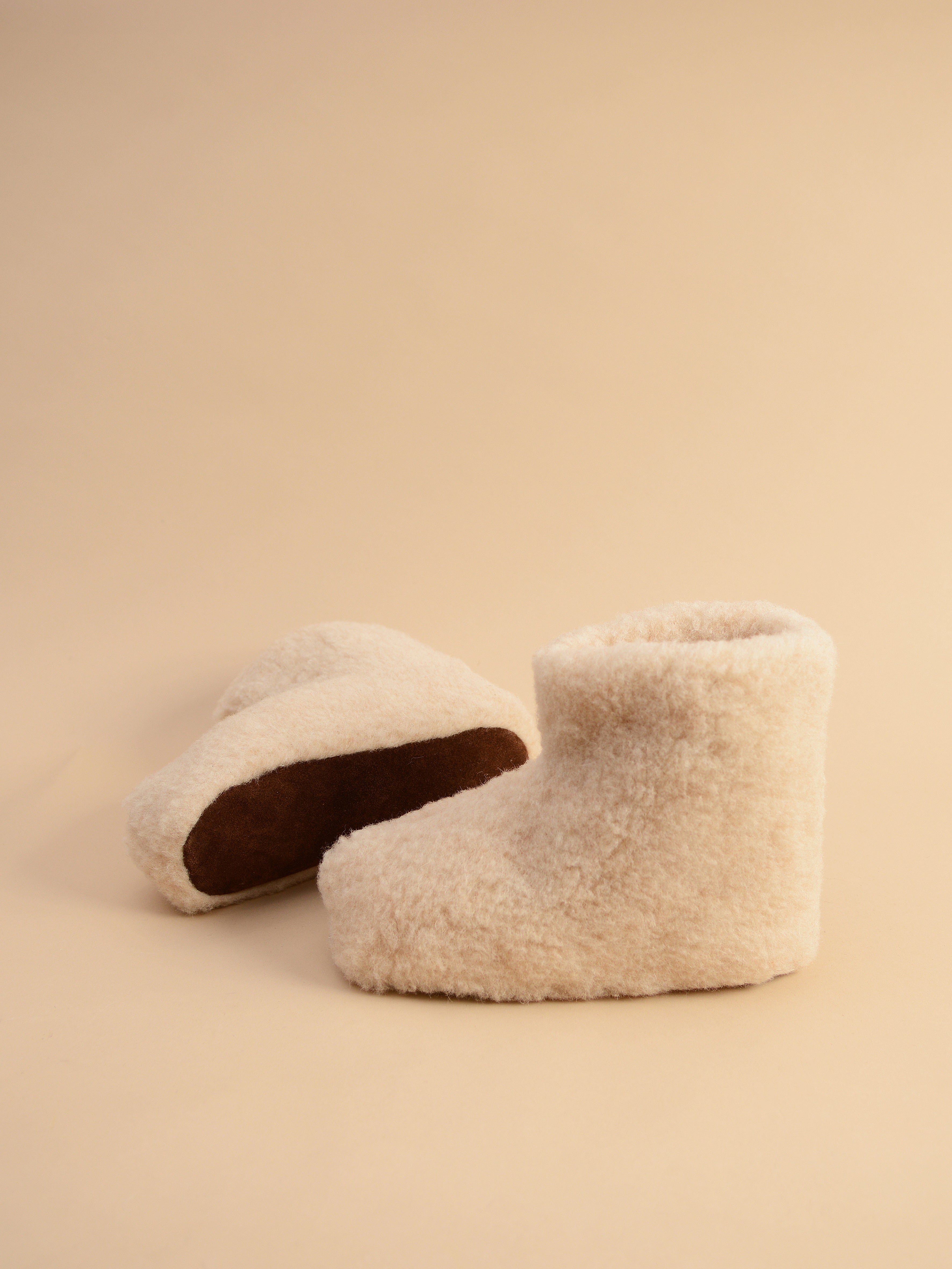 Chaussons hauts - 100% laine de mouton beige 1