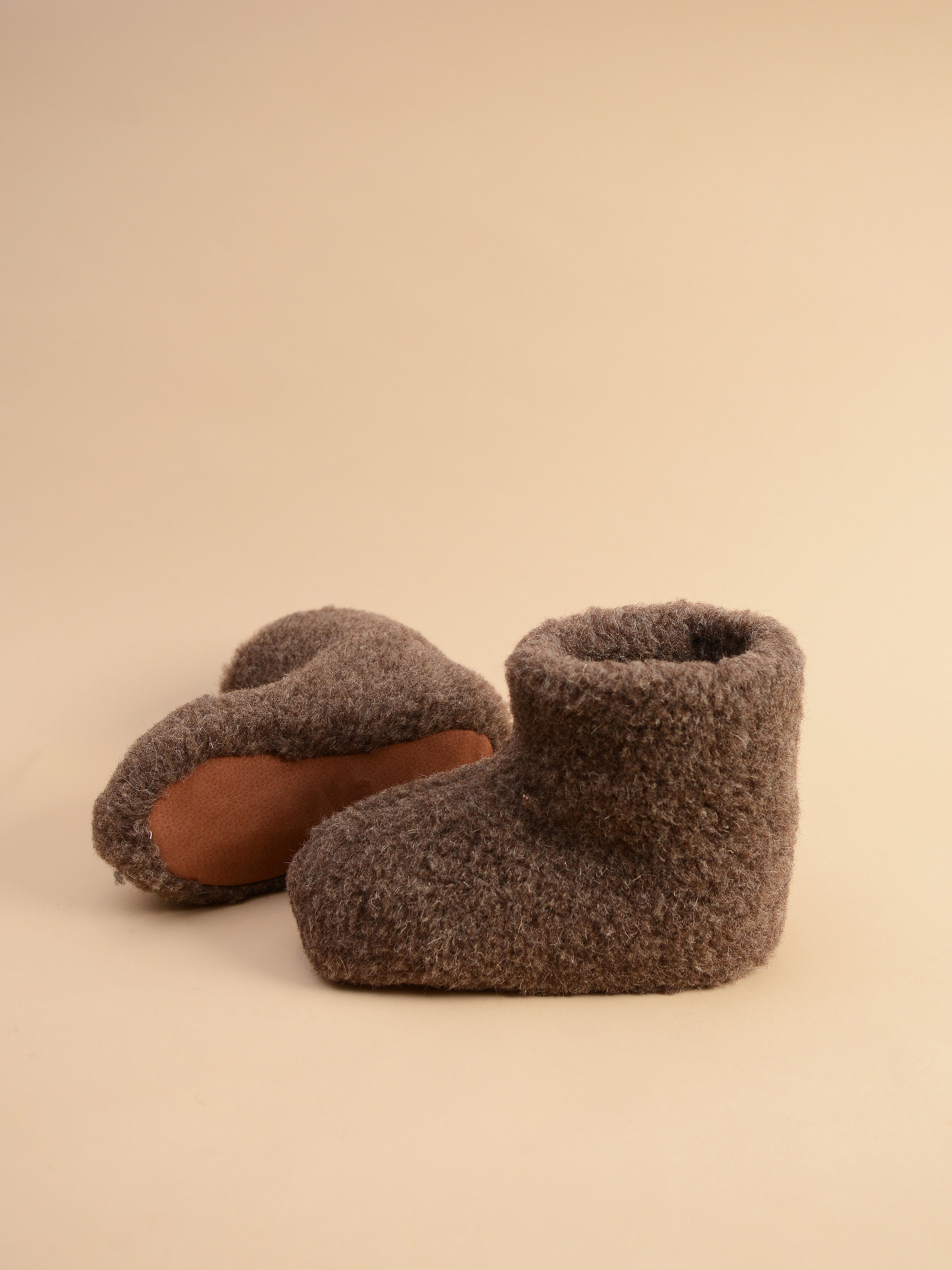 Chaussons hauts - 100% laine de mouton brown 1
