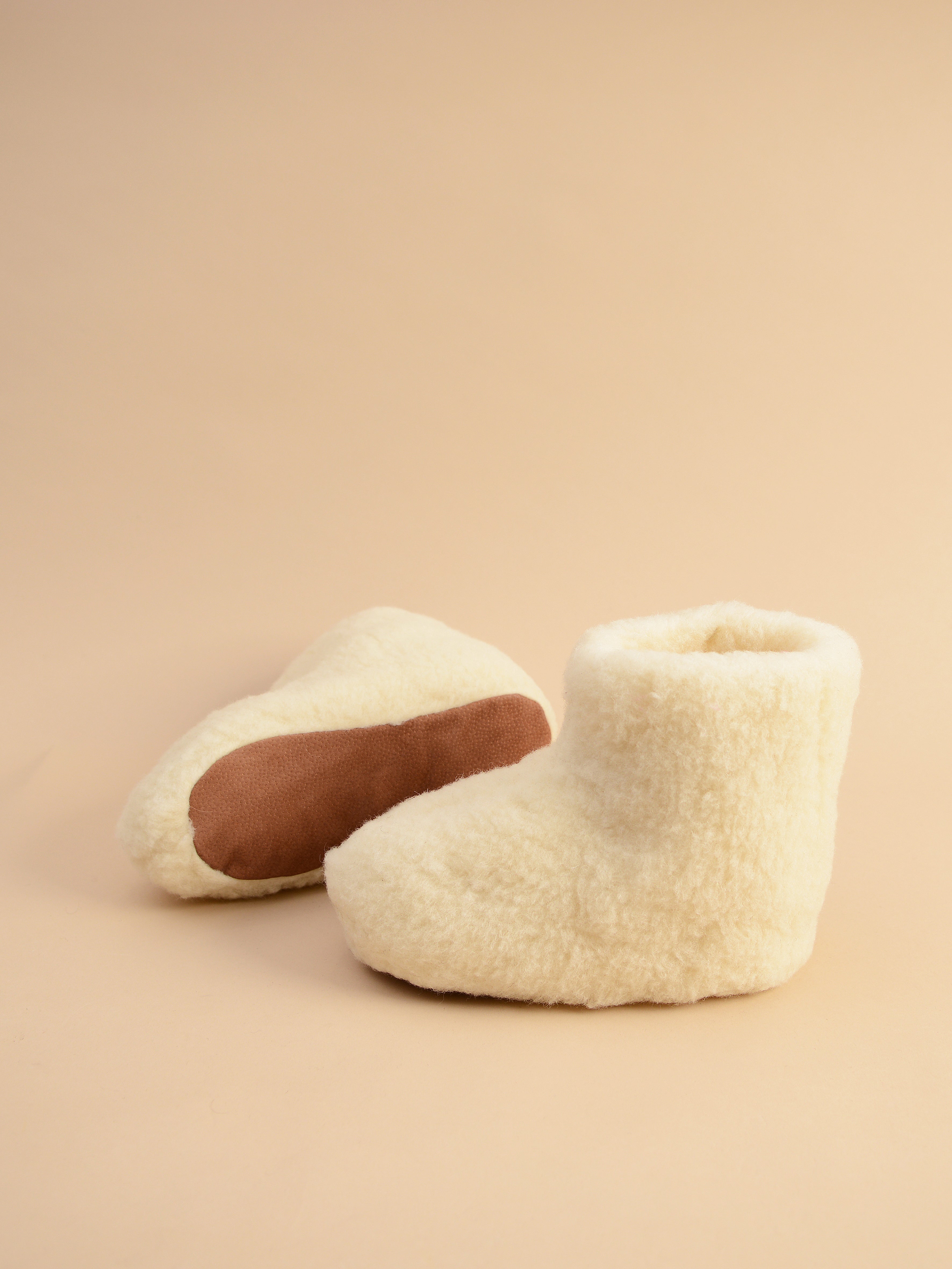 Chaussons hauts - 100% laine de mouton Ivoire 1