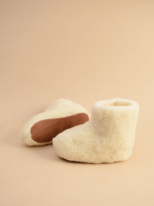 Chaussons hauts - 100% laine de mouton Ivoire 1