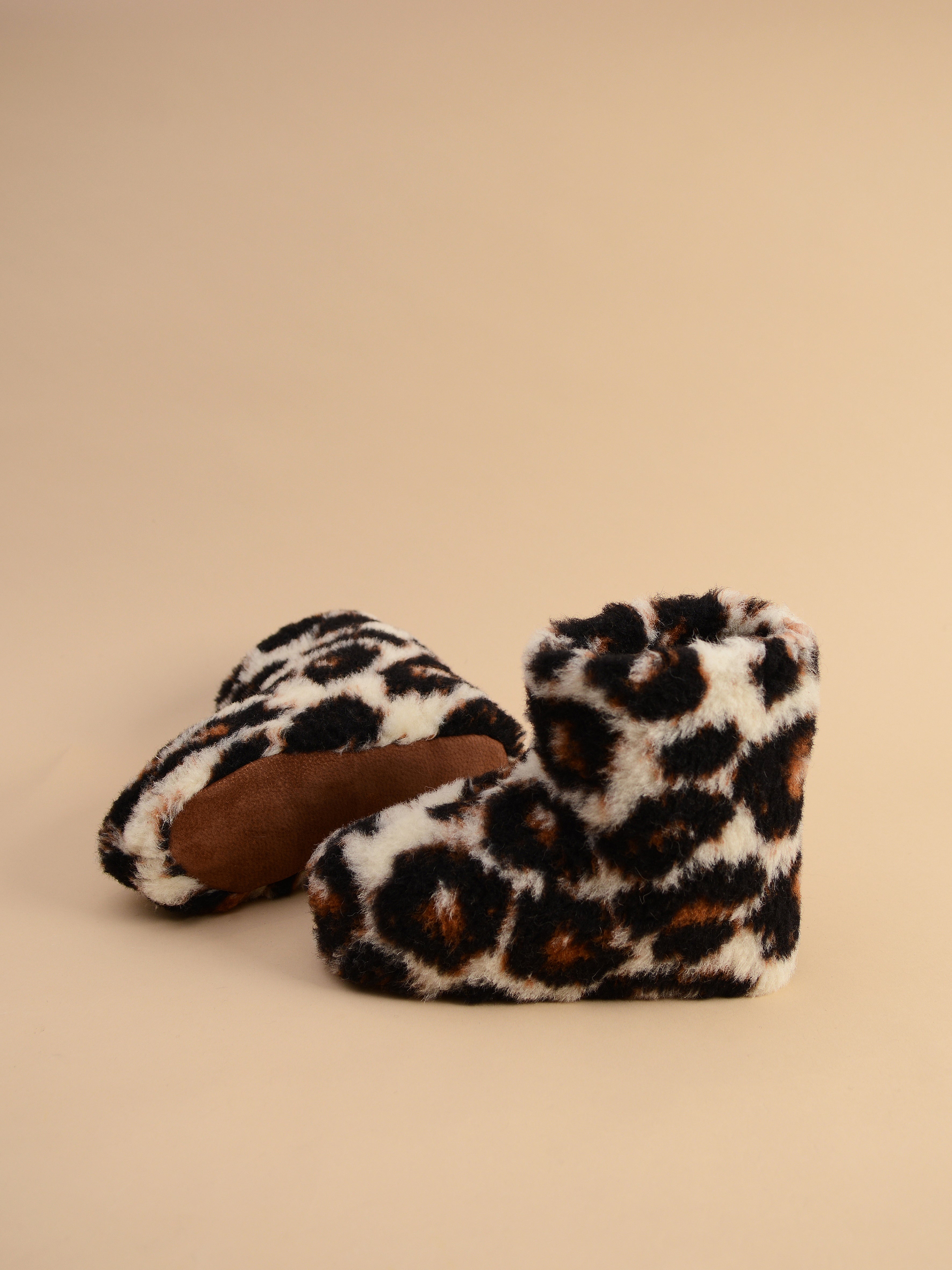 Chaussons hauts - 100% laine de mouton léopard 1