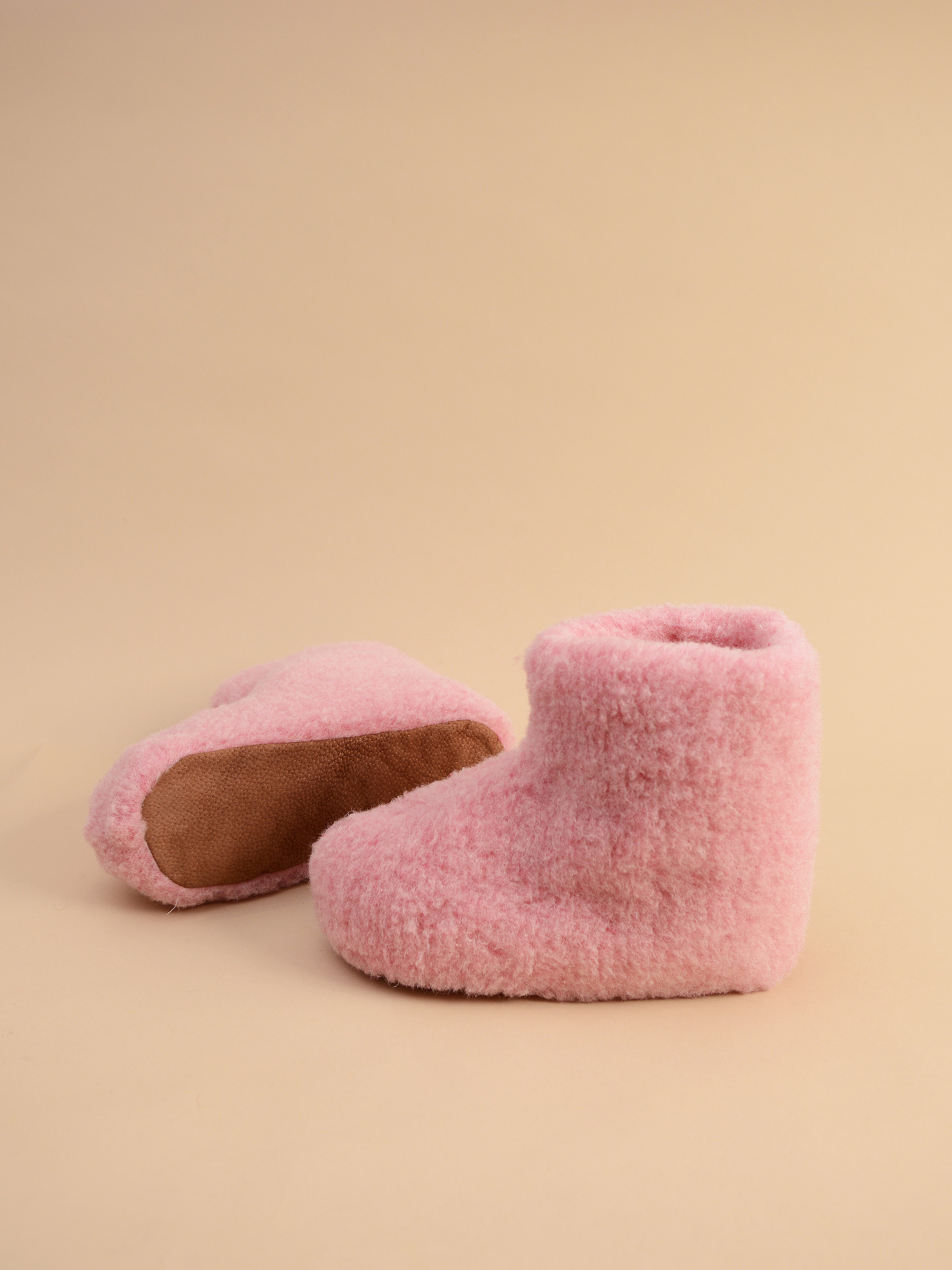 Chaussons hauts - 100% laine de mouton Rose 1