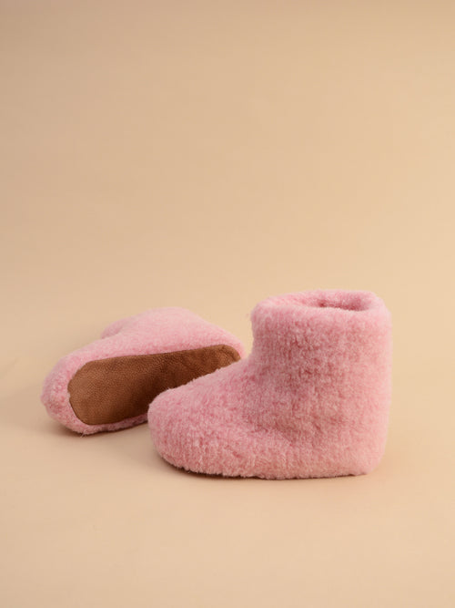Chaussons hauts - 100% laine de mouton Rose 1