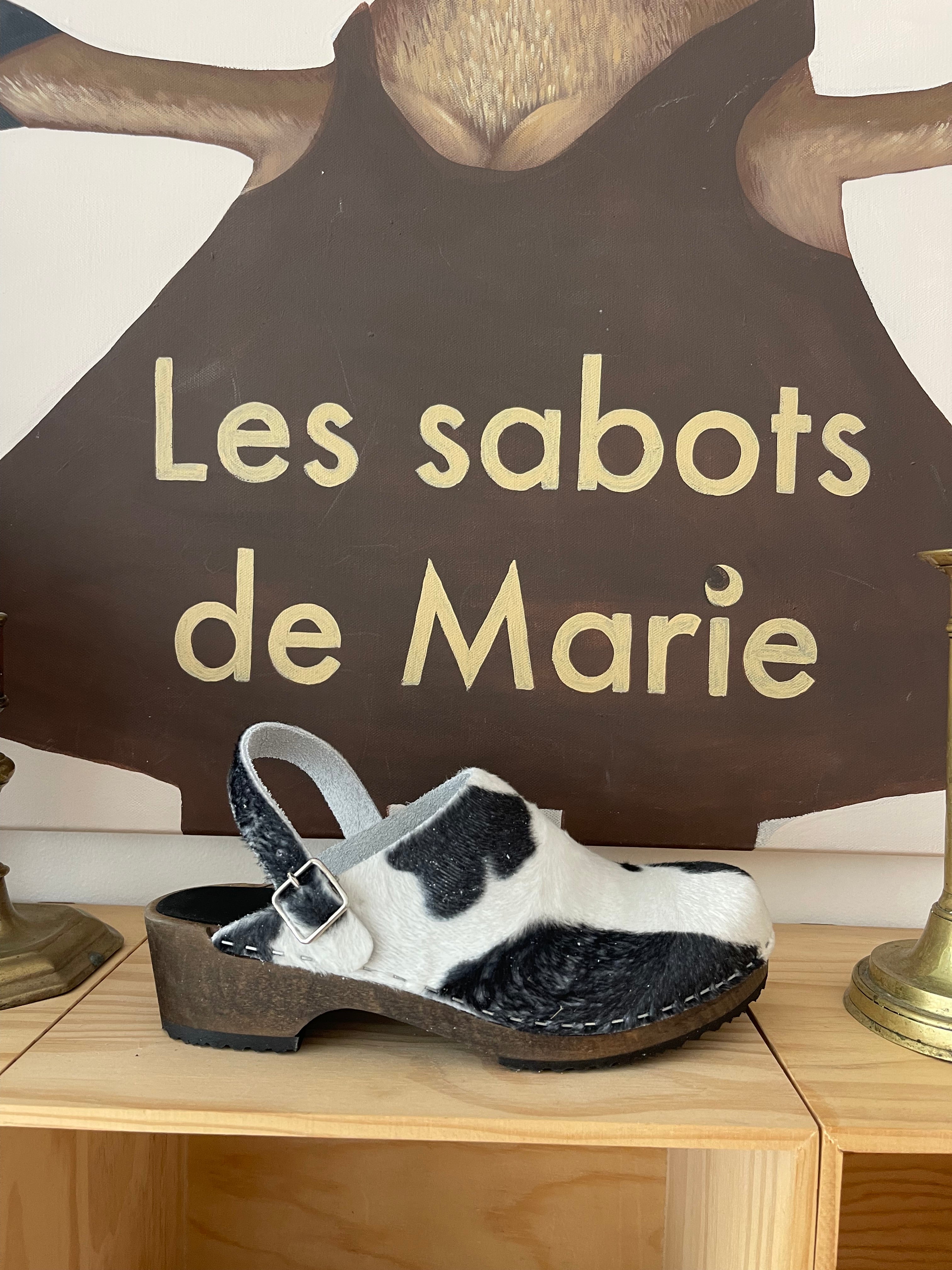 Sabots - Cow White & Black avec boucle amovible 1