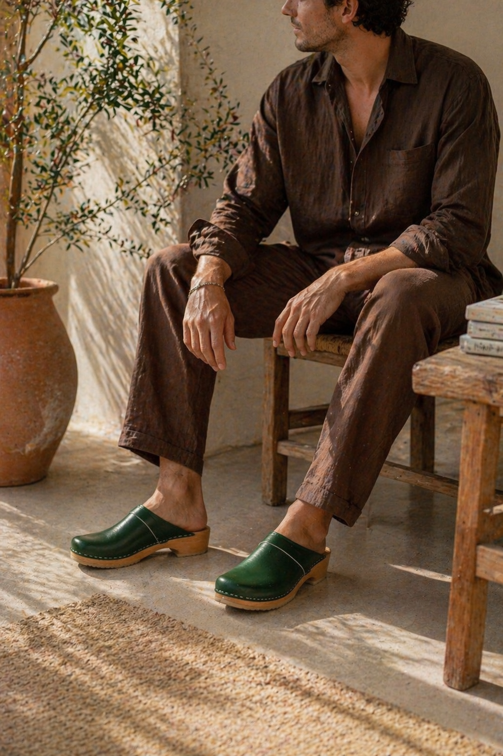 Sabots en Cuir Lisse - Green 1