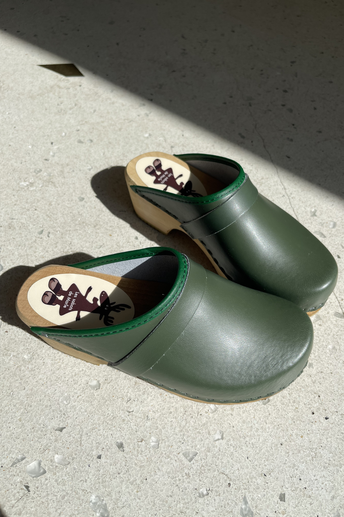 Sabots en Cuir Lisse - Vert 1
