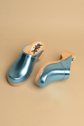 Sabots en Cuir Métallisé - Blue 1