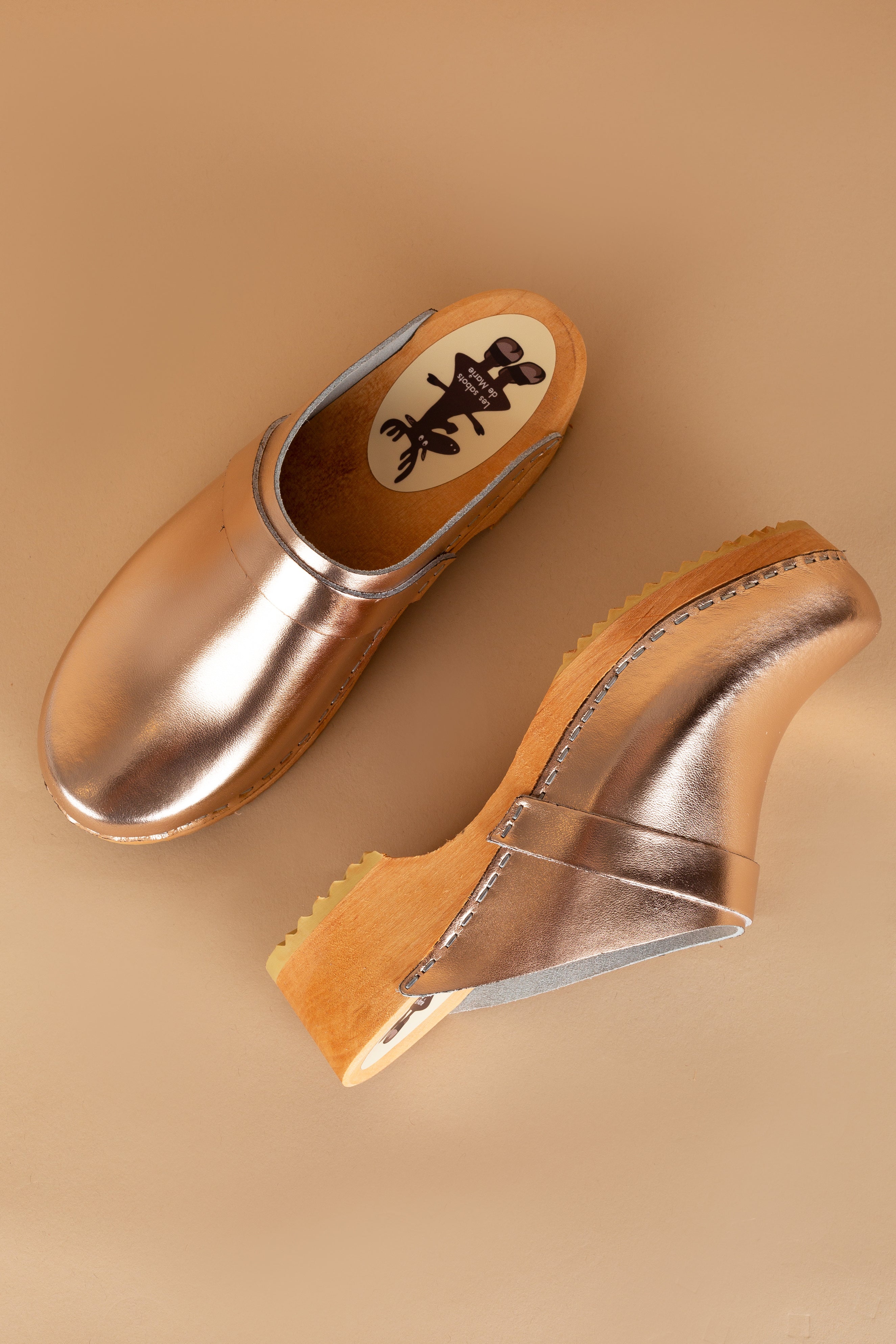 Sabots en Cuir Métallisé - Gold/Pink 1