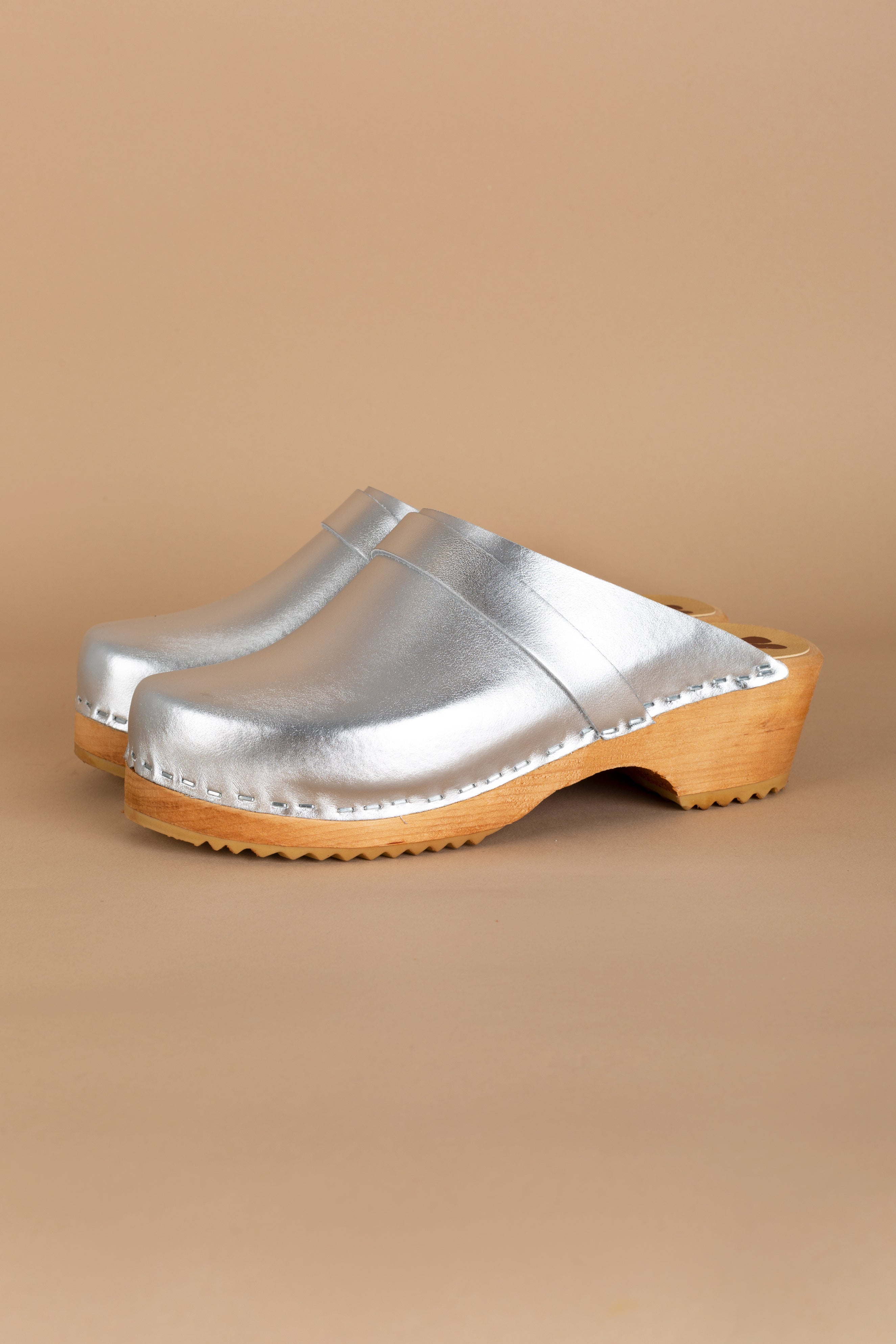 Sabots en Cuir Métallisé - Silver 1
