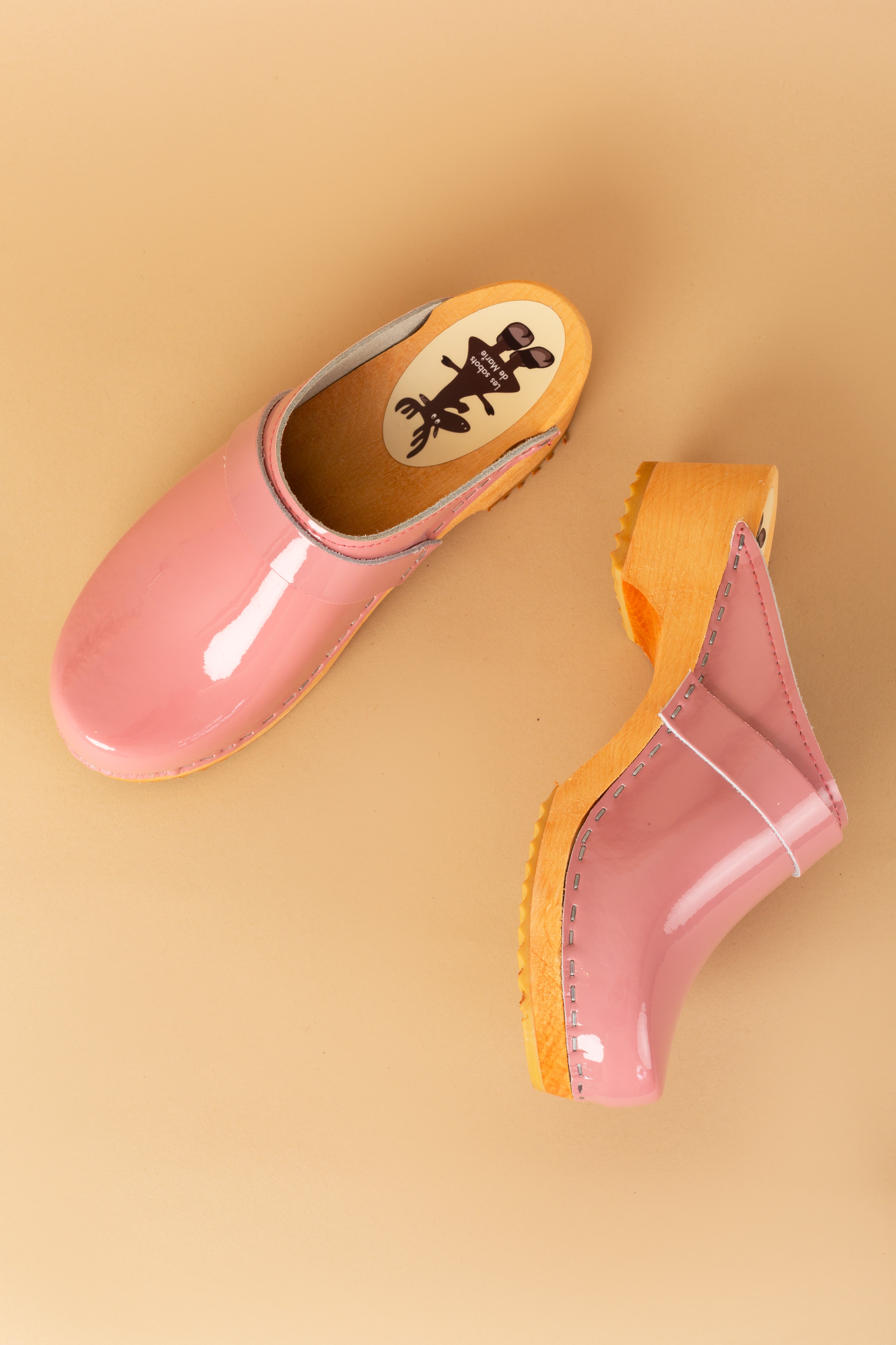 Sabots en Cuir Verni - Baby Pink 1