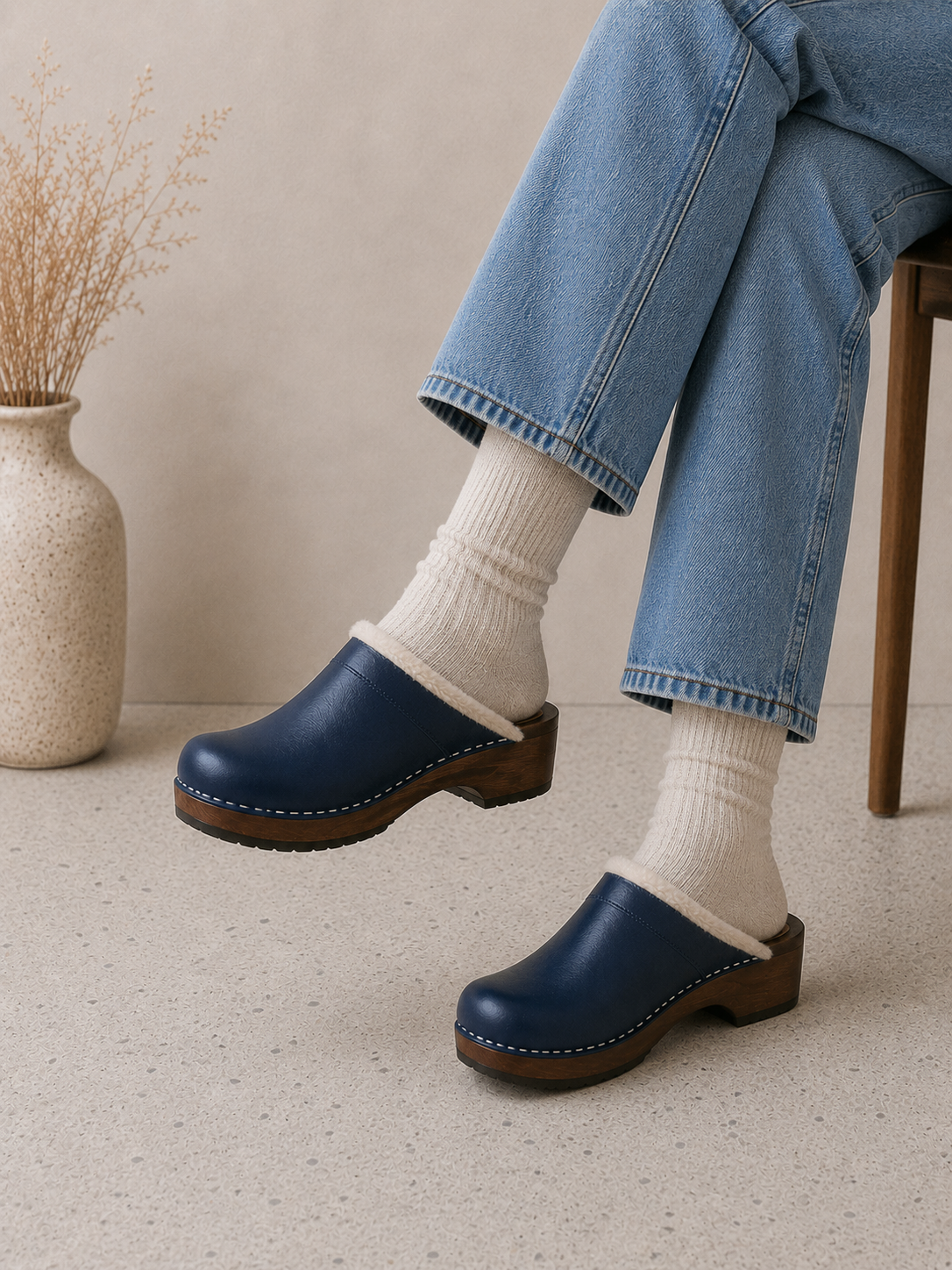 Sabots Fourrés en laine - Dark Blue 1