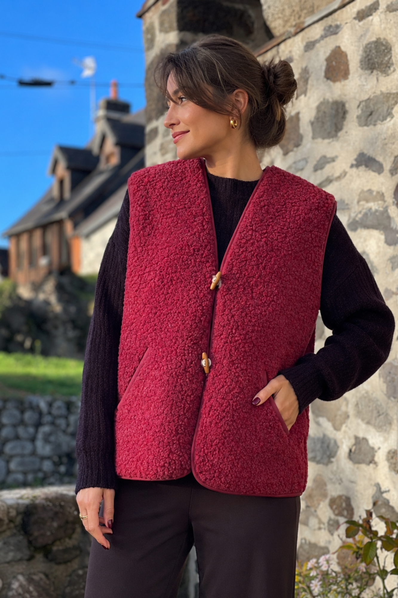 Gilet en Laine - Framboise 1