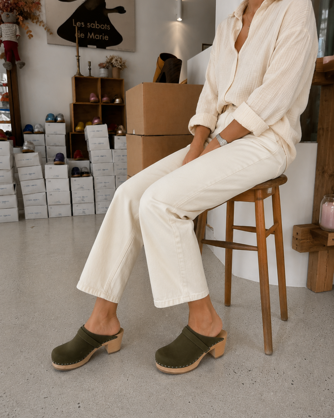 Sabots Hauts - Nubuck Green Olive 1